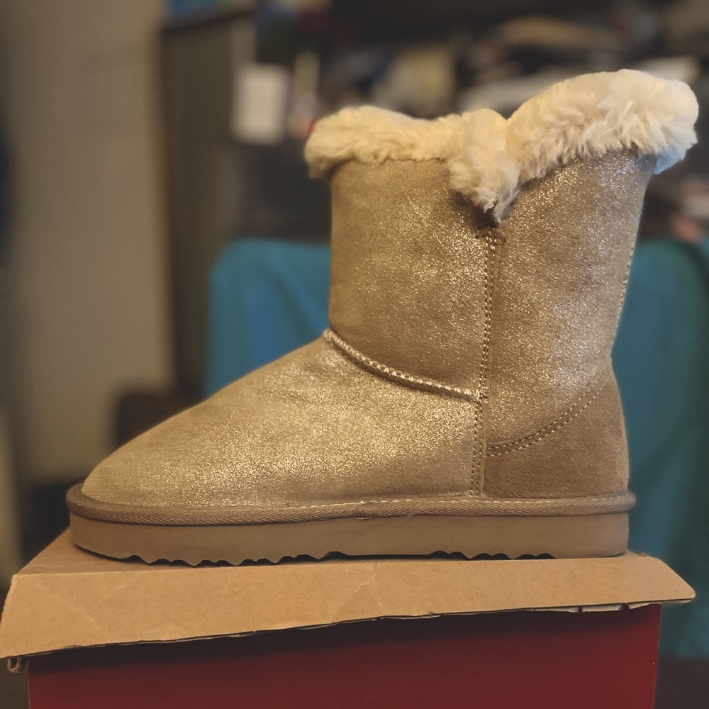 Style & Co Gold Shimmer Boots